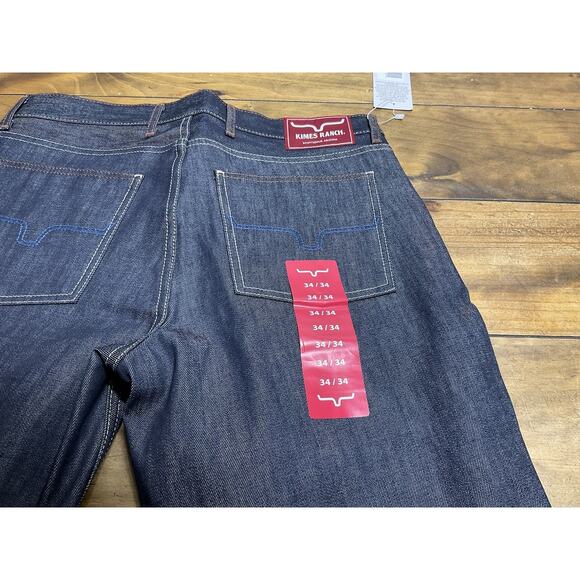 Kimes Ranch Men's Dillon Raw Jeans Blue 100% Cotton Wide Bootcut 34x34 USA Made - Picture 10 of 13